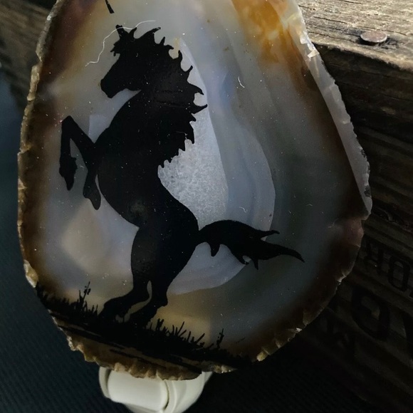 Vintage Sliced Natural Agate Geode Unicorn Light - Picture 5 of 9